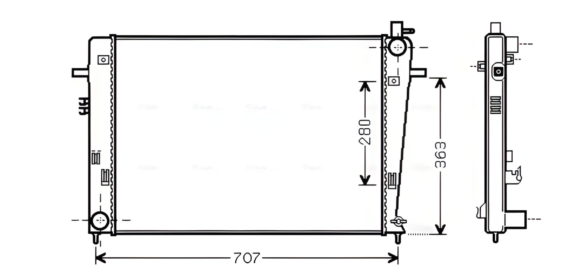 Радіатор охолодження для KIA SPORTAGE, HYUNDAI TUCSON, AVA COOLING (HY2328) Радіатор охолодження для KIA SPORTAGE, HYUNDAI TUCSON, AVA COOLING (HY2328)