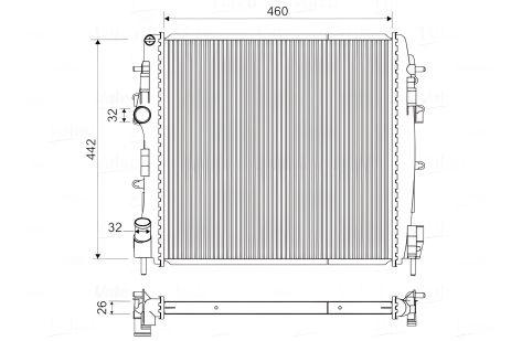 Охлаждающий радиатор RENAULT KANGOO, VALEO (734922) Охлаждающий радиатор RENAULT KANGOO, VALEO (734922)