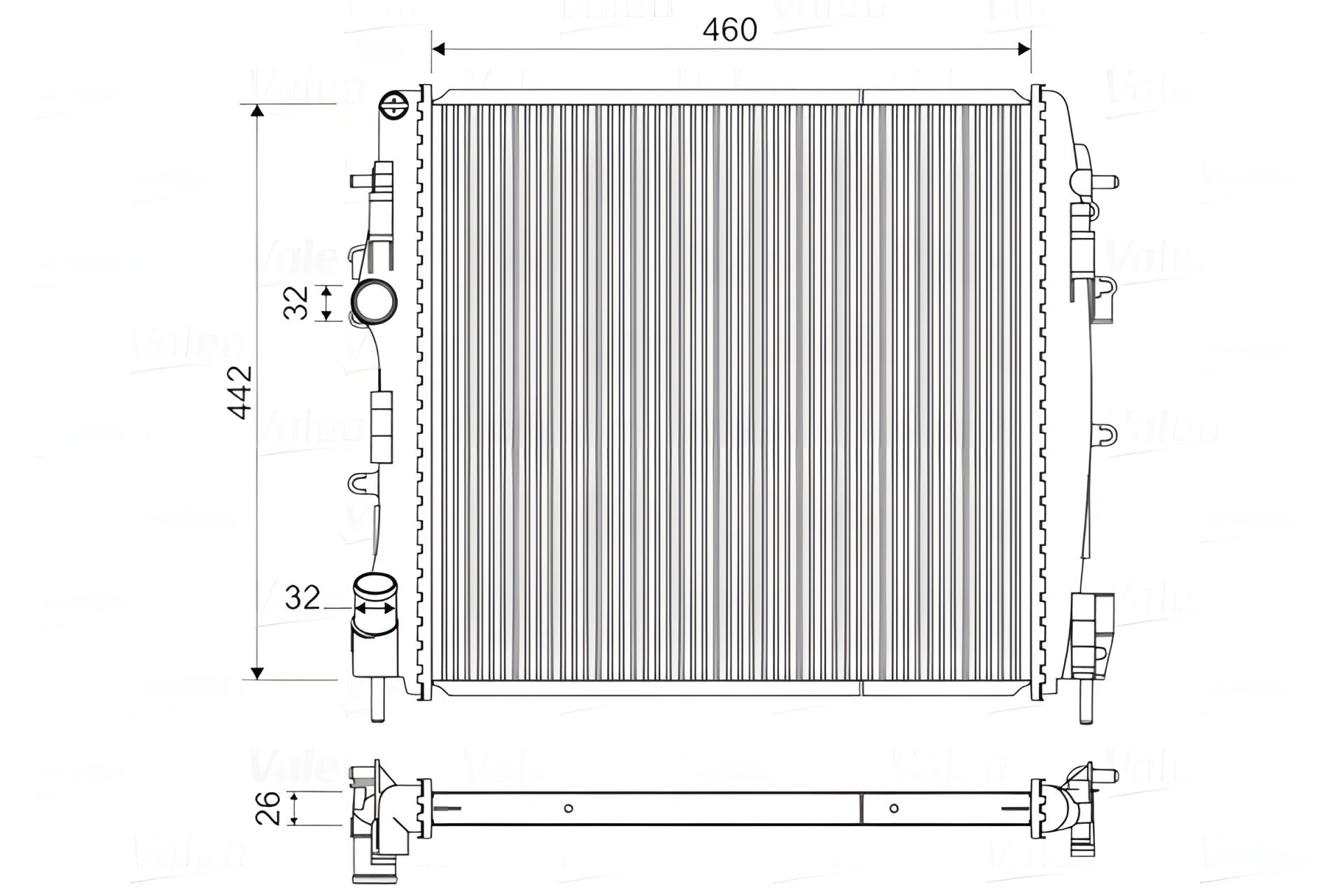 Охолоджуючий радіатор RENAULT KANGOO, VALEO (734922) Охолоджуючий радіатор RENAULT KANGOO, VALEO (734922)