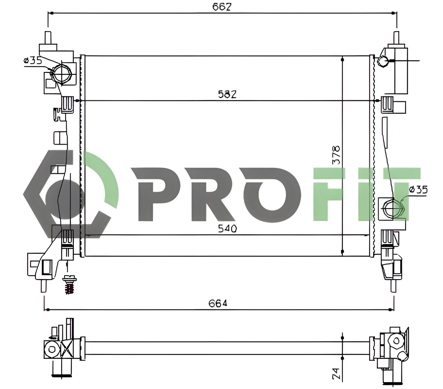 Охолоджувальний радіатор PROFIT (17400396) для VAUXHALL 1300312 Охолоджувальний радіатор PROFIT (17400396) для VAUXHALL 1300312