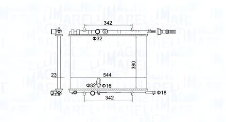 Охолоджувальний радіатор PEUGEOT 206, CITROËN Xsara, MAGNETI MARELLI (350213193400) Охолоджувальний радіатор PEUGEOT 206, CITROËN Xsara, MAGNETI MARELLI (350213193400)