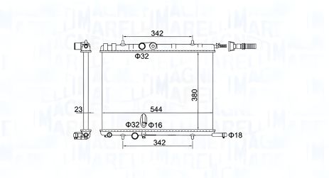 Охлаждающий радиатор PEUGEOT 206, CITROËN XSARA, MAGNETI MARELLI (350213193400) Охлаждающий радиатор PEUGEOT 206, CITROËN XSARA, MAGNETI MARELLI (350213193400)