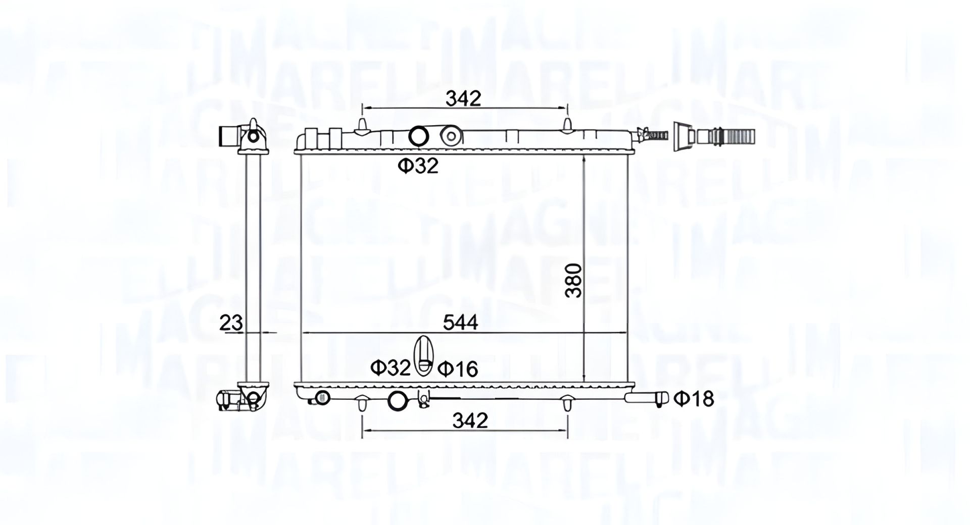 Охолоджувальний радіатор PEUGEOT 206, CITROËN Xsara, MAGNETI MARELLI (350213193400) Охолоджувальний радіатор PEUGEOT 206, CITROËN Xsara, MAGNETI MARELLI (350213193400)