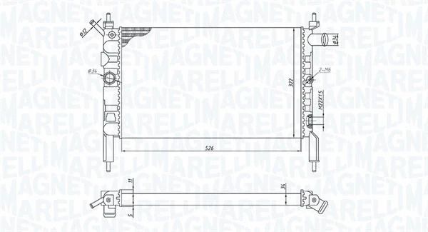 Радіатор охолодження PEUGEOT 206, MAGNETI MARELLI (350213193800) Радіатор охолодження PEUGEOT 206, MAGNETI MARELLI (350213193800)