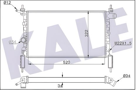 Радіатор для охолодження VAUXHALL ASTRAVAN, OPEL ASTRA, KALE OTO RADYATOR (346195)