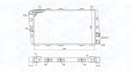 Радіатор охолодження SKODA FAVORIT, MAGNETI MARELLI (350213189700-люкс)