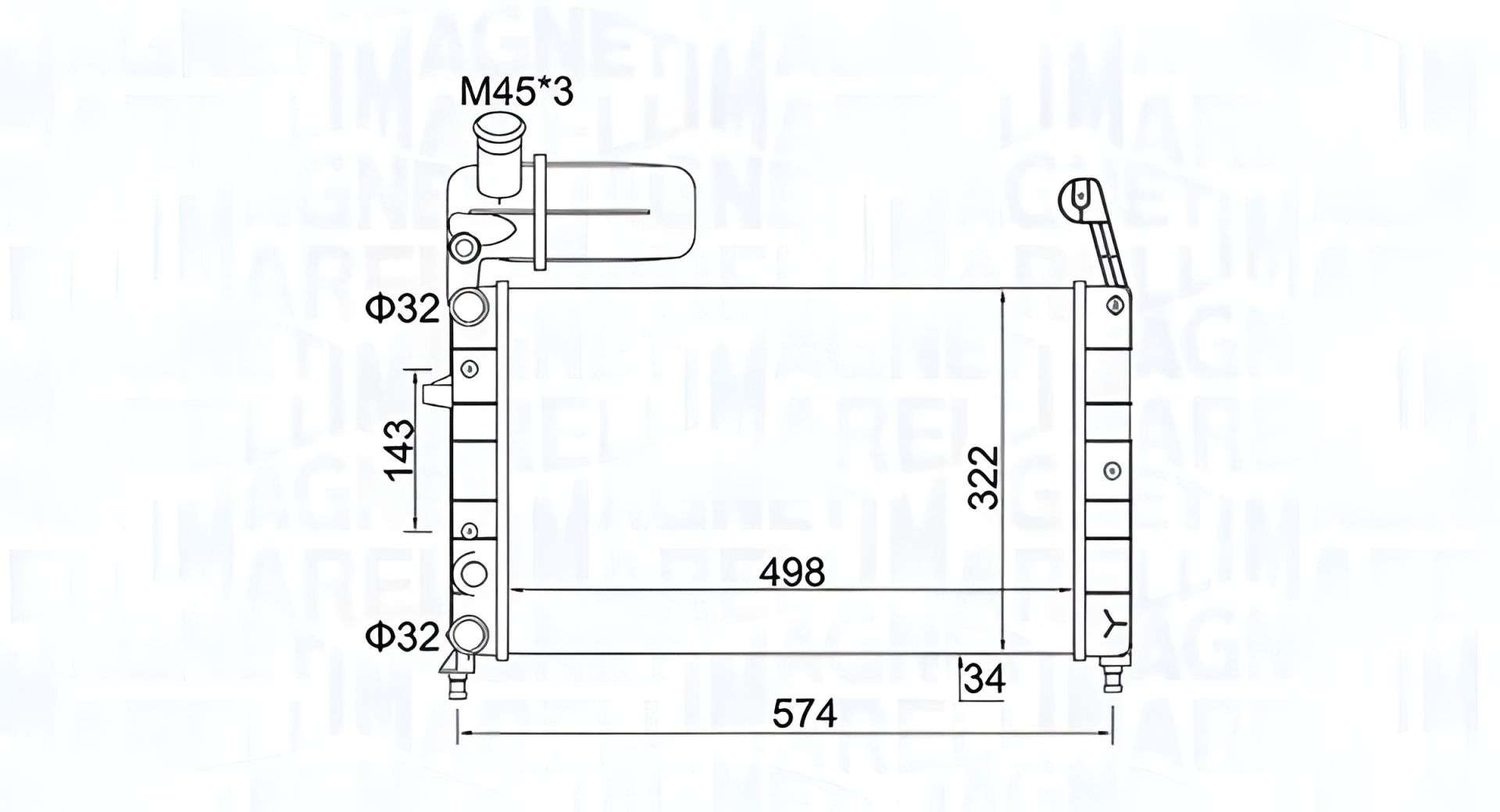 Радиатор охлаждения для LANCIA DEDRA, FIAT TIPO, MAGNETI MARELLI (350213154400) Радиатор охлаждения для LANCIA DEDRA, FIAT TIPO, MAGNETI MARELLI (350213154400)