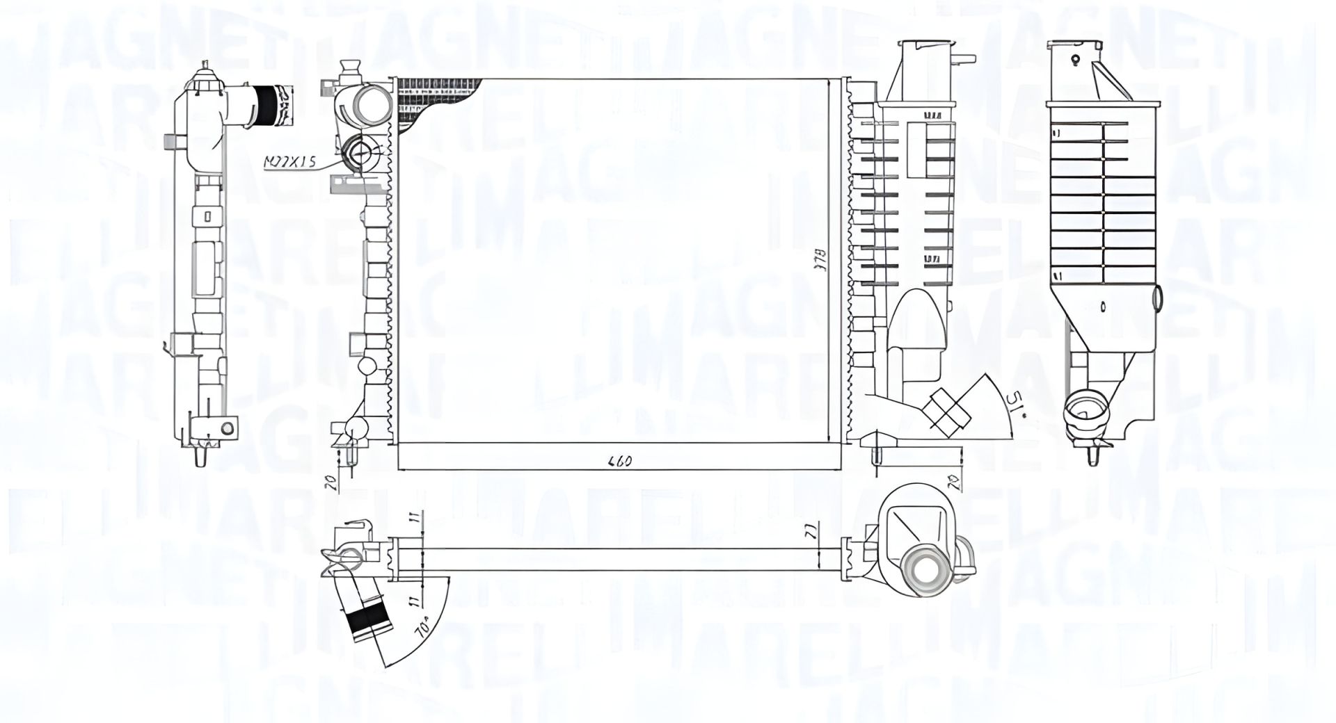 Охолоджуючий радіатор CITROËN ZX, PEUGEOT 306, MAGNETI MARELLI (350213188500) Охолоджуючий радіатор CITROËN ZX, PEUGEOT 306, MAGNETI MARELLI (350213188500)