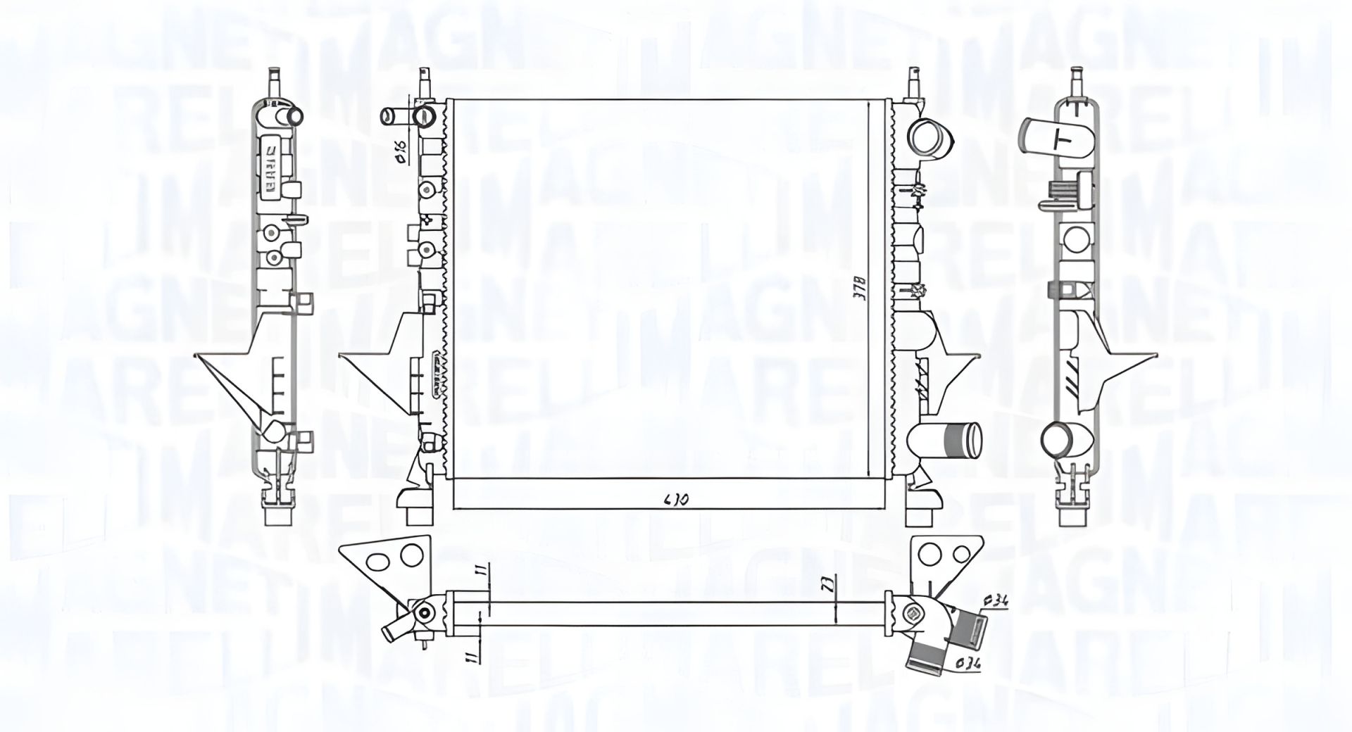Охлаждающий радиатор для RENAULT TWINGO, MAGNETI MARELLI (350213171800) Охлаждающий радиатор для RENAULT TWINGO, MAGNETI MARELLI (350213171800)