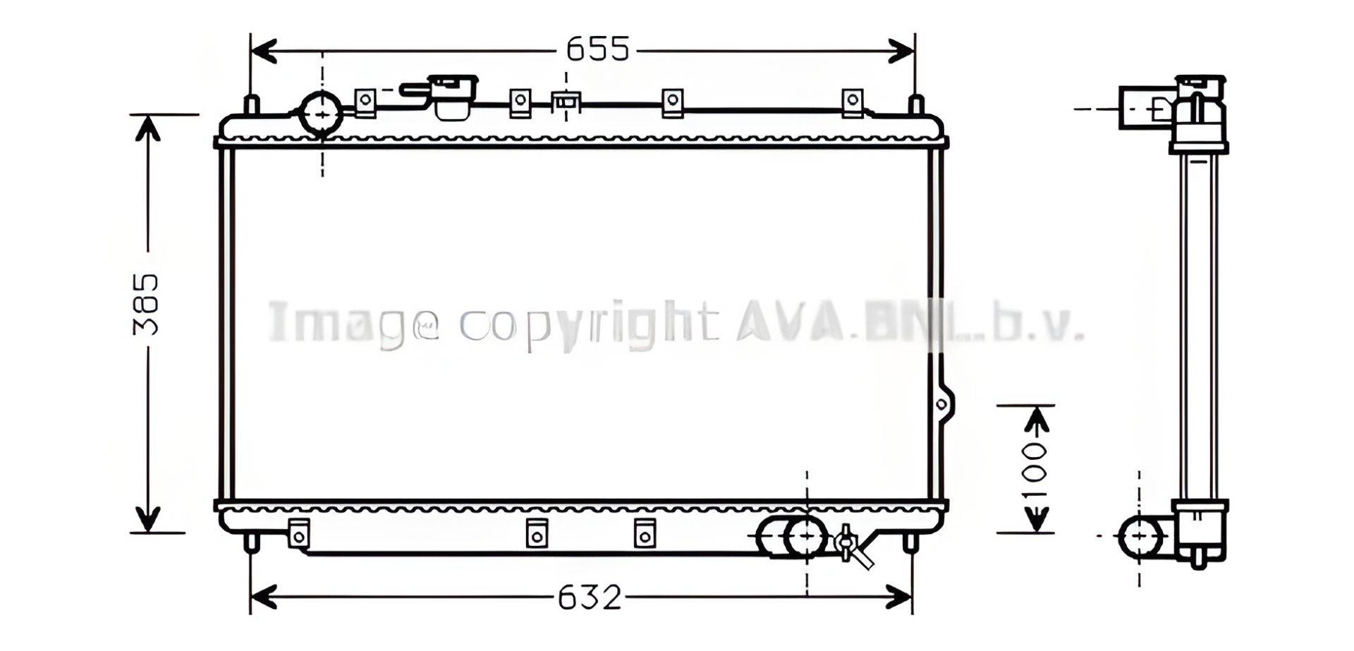 Радіатор охолодження KA2016 для KIA від AVA COOLING (KA2016) Радіатор охолодження KA2016 для KIA від AVA COOLING (KA2016)
