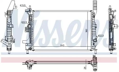 Радіатор охолодження FORD C-MAX II FOCUS III (МКПП), Nissens (66860) Радіатор охолодження FORD C-MAX II FOCUS III (МКПП), Nissens (66860)