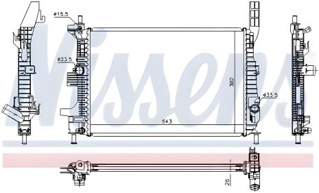 Радиатор охлаждения для FORD C-MAX II и FOCUS III (МКПП), Nissens (66860)