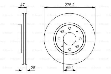 Передний тормозной диск kia cerato 04, KIA CERATO, BOSCH (0986479S28)