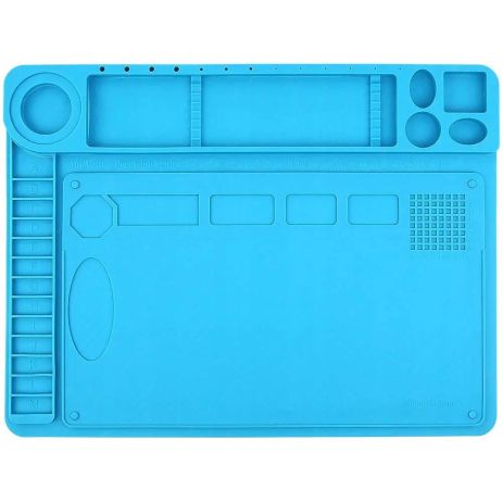 Силиконовый коврик Mechanic V61 / 2 в 1 / термостойкий для пайки и ремонта техники / 480x360 мм Blue