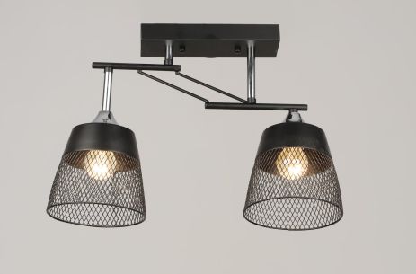 VALESO Ceiling Chandelier K2324/2 for 2 E27 bulbs, Black+Chrome, Metal