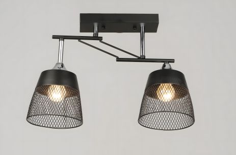Стельова люстра VALESO K2324/2 з 2 плафонами E27, Чорний+Хром, Метал