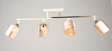 Потолочная люстра VALESO K2322/4 с 4 плафонами E27, Белый+Золото, Металл/Стекло