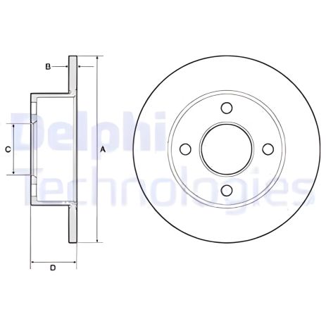 Диск гальмівний для AUDI 90, DELPHI (BG2343)