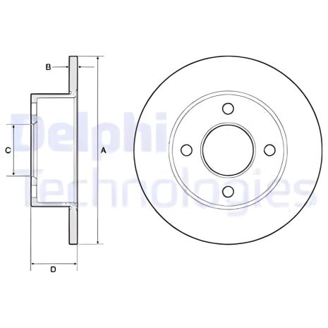 Диск гальмівний для AUDI 90, DELPHI (BG2343)
