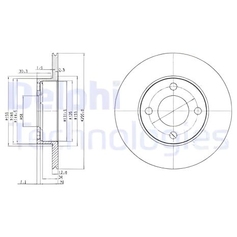 Тормозной диск для AUDI 80, DELPHI (BG2215) Тормозной диск для AUDI 80, DELPHI (BG2215)