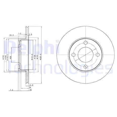 Гальмівний диск AUDI 80, DELPHI (BG2215)