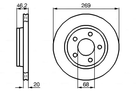 Диск гальмівний Bosch 0986478316 для Audi 200 Диск гальмівний Bosch 0986478316 для Audi 200