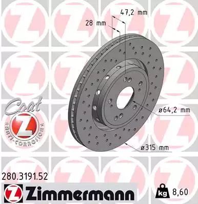 Диск гальмівний HONDA HONDA CR-V, HONDA CR-V IV, ZIMMERMANN (280319152) Диск гальмівний HONDA HONDA CR-V, HONDA CR-V IV, ZIMMERMANN (280319152)