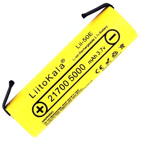 Акумулятор LiitoKala Lii-50E-N, 21700 високострумовий, 15А (25A) 5000 mAh, під пайку, Original