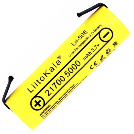 Акумулятор LiitoKala Lii-50E-N, 21700, високострумовий, 15А (25A) 5000 mah, під пайку, Original Акумулятор LiitoKala Lii-50E-N, 21700, високострумовий, 15А (25A) 5000 mah, під пайку, Original