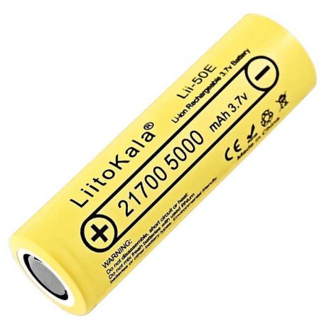 Аккумулятор LiitoKala Lii-50E 21700 / высокотоковый / 15А (25A) / 5000 mah / плоский контакт / Orig