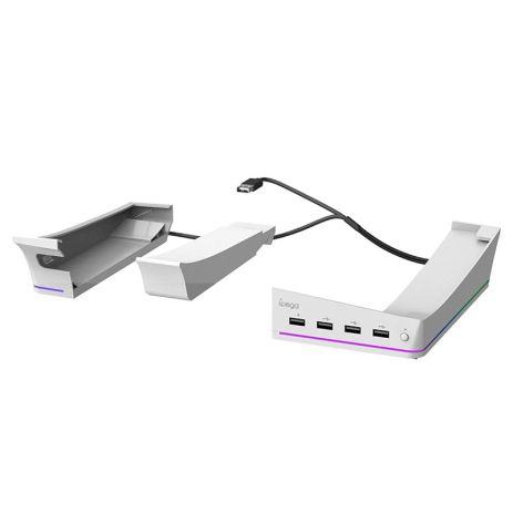 Док-станція Ipega Horizontal Stand для PS5 Slim Disc, Digital, PG-P5S021, RGB, 4xUSB 2.0, white