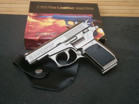 Запальничка пістолет CZ 83 " Че Зет 83 " турбо газова металева сувенірна чорна глянцева Запальничка пістолет CZ 83 " Че Зет 83 " турбо газова металева сувенірна чорна глянцева