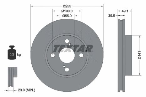 Диск гальмівний LIFAN 620, TOYOTA COROLLA, TEXTAR (92125903) Диск гальмівний LIFAN 620, TOYOTA COROLLA, TEXTAR (92125903)