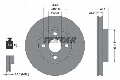 Диск гальмівний LIFAN 620, TOYOTA COROLLA, TEXTAR (92125903) Диск гальмівний LIFAN 620, TOYOTA COROLLA, TEXTAR (92125903)