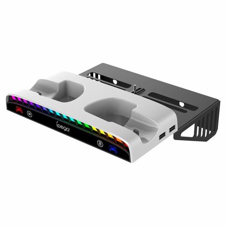 Док-станція Ipega Multi-functional Wall-mount Charge stand for PS5 Slim PG-P5S011, RGB, 3xUSB 2.0, white Док-станція Ipega Multi-functional Wall-mount Charge stand for PS5 Slim PG-P5S011, RGB, 3xUSB 2.0, white
