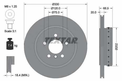 Диск гальмівний BMW (BRILLIANCE), TEXTAR (92265925) Диск гальмівний BMW (BRILLIANCE), TEXTAR (92265925)