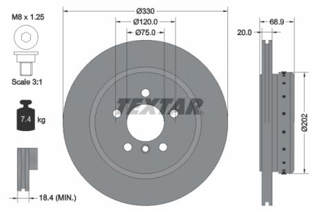 Диск гальмівний BMW (BRILLIANCE), TEXTAR (92265925)