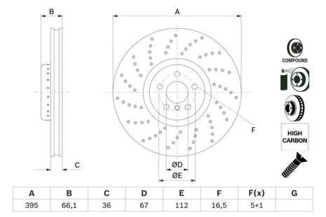 Диск гальмівний BMW X5, BOSCH (0986479F64) Диск гальмівний BMW X5, BOSCH (0986479F64)