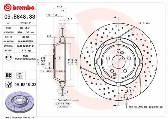 Диск гальмівний MERCEDES-BENZ AMG, BREMBO (09B84833) Диск гальмівний MERCEDES-BENZ AMG, BREMBO (09B84833)