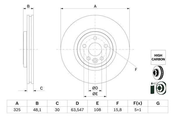 Диск гальмівний JAGUAR, JAGUAR, BOSCH (0986479G32) Диск гальмівний JAGUAR, JAGUAR, BOSCH (0986479G32)