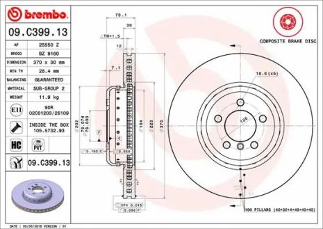 Диск гальмівний BMW (BRILLIANCE), BREMBO (09C39913) Диск гальмівний BMW (BRILLIANCE), BREMBO (09C39913)