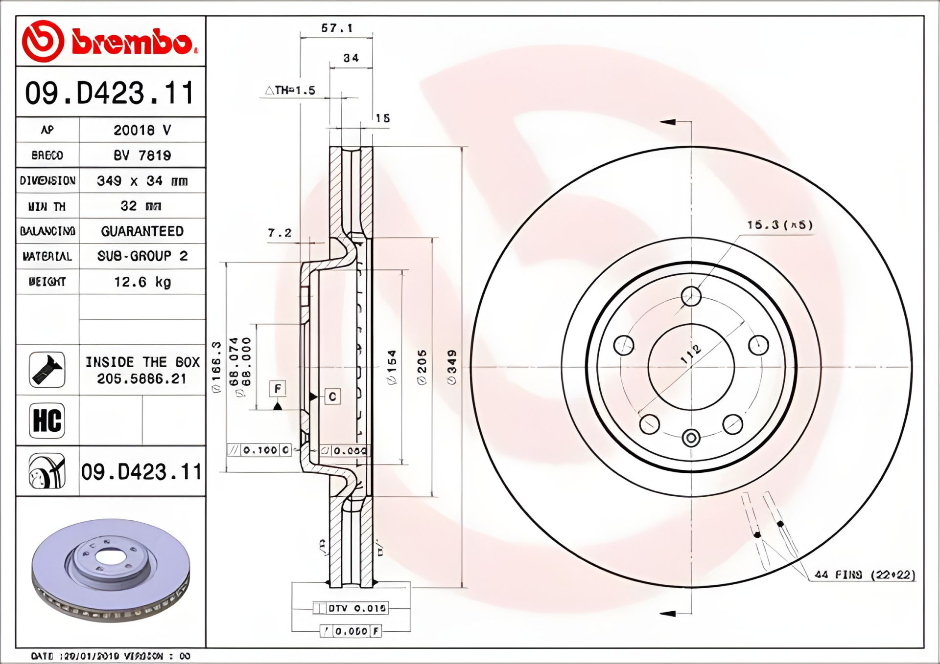 Гальмівний диск VW TOUAREG/AUDI Q7, BREMBO (09D42311) Гальмівний диск VW TOUAREG/AUDI Q7, BREMBO (09D42311)