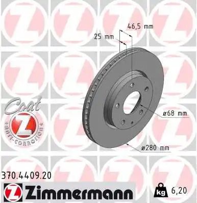 Диск гальмівний MAZDA COAT Z, MAZDA MAZDA 3, ZIMMERMANN (370440920)