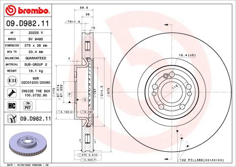 Диск тормозной MERCEDES-BENZ GLE, BREMBO (09D98211) Диск тормозной MERCEDES-BENZ GLE, BREMBO (09D98211)