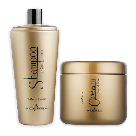 Набор KLERAL System DUO Semi di Lino: шампунь и маска для поврежденных волос с льняным маслом, 1000+500 мл Набор KLERAL System DUO Semi di Lino: шампунь и маска для поврежденных волос с льняным маслом, 1000+500 мл