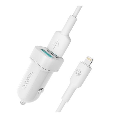Автозарядний пристрій Ridea RCC-21312 Grand Lightning 2USB 2.4 A Колір Білий Автозарядний пристрій Ridea RCC-21312 Grand Lightning 2USB 2.4 A Колір Білий