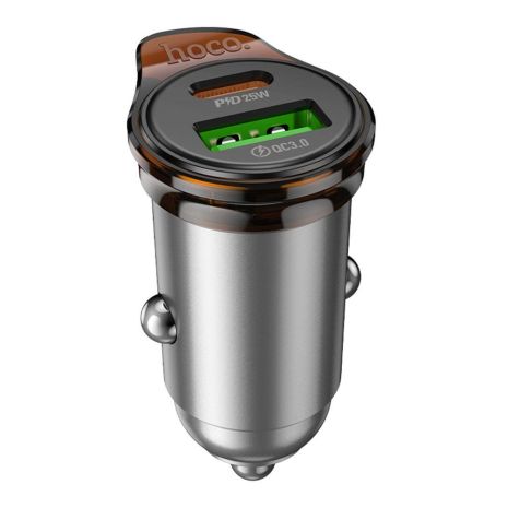 Авто Зарядное Устройство Hoco NZ16A 1USB-C/1USB QC/PD43W Цвет Серый