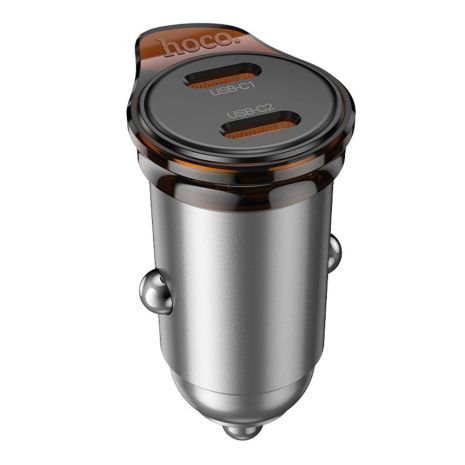 Авто Зарядное Устройство Hoco NZ16B 2USB-C QC/PD45W Цвет Серый