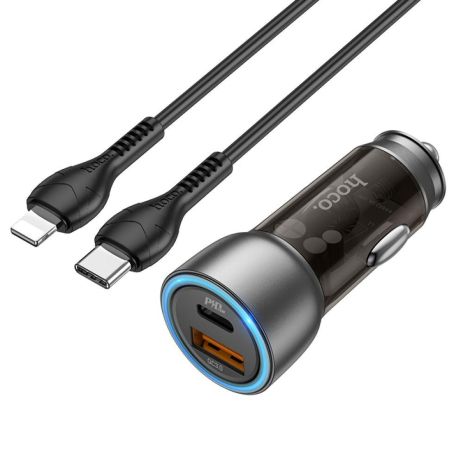 Автозарядний пристрій Hoco NZ8 Sprinter 43W PD25W+QC3.0 Type-C to Lightning Колір Коричневий