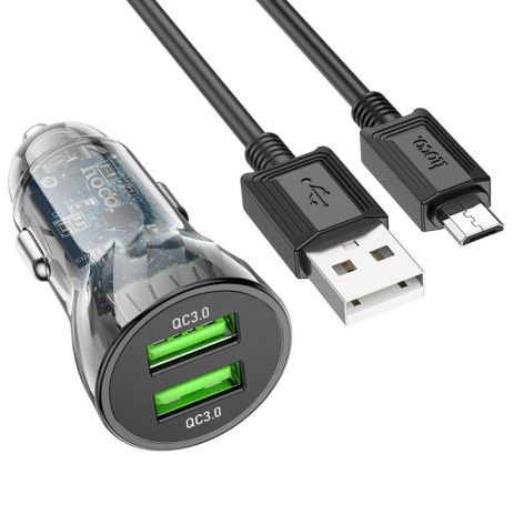 Авто Зарядное Устройство Hoco Z47 Transparent QC3.0 18W Micro Цвет Прозрачный черный